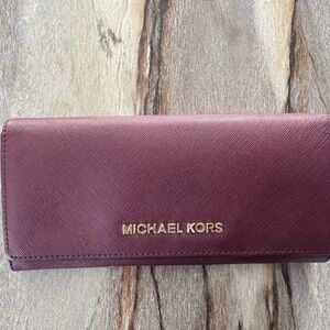 Michael Kors Plum Wallet with Gold Logo